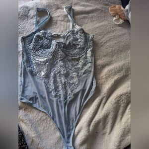 Blue lace bodysuit